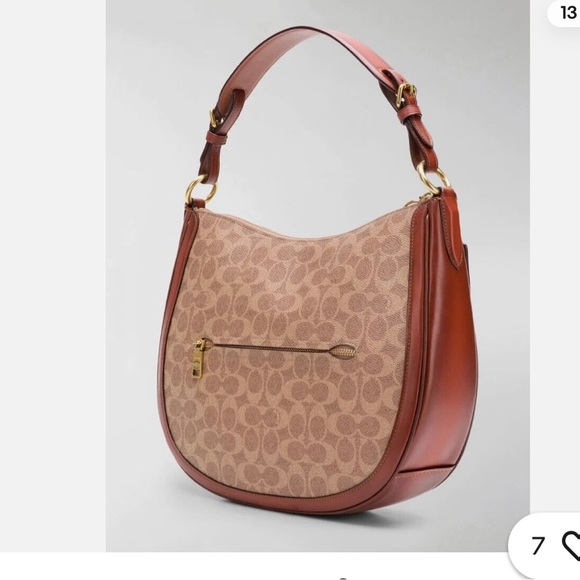 Coach Sutton Hobo in Signature Coated Canvas with Saddle Brown Trim Like New - Picture 2 of 16